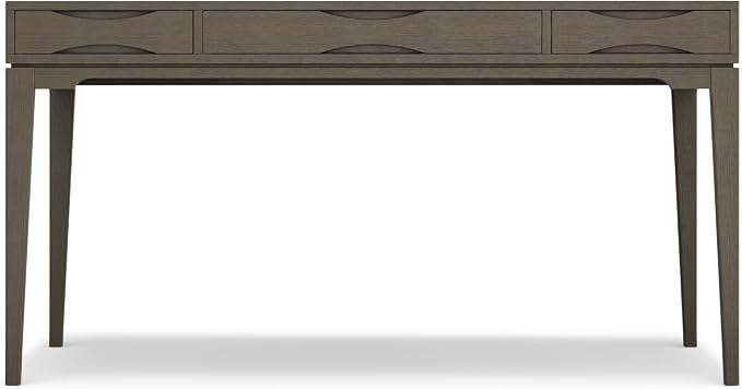 SIMPLIHOME Harper Desk - 60 Inch Wide Solid Wood Writing Desk in Farmhouse Grey, Mid-Century Modern Home Office Computer Table for Workspace or Study with 2 Drawers and Flip-Down Keyboard Tray - Image 6
