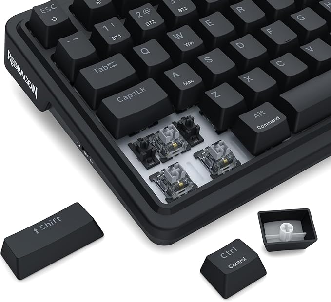 Redragon K719 PRO Wireless 95-Key Gasket Gaming Keyboard, TFT Screen & Knob | Easy-Control LED Info Display, 0-Delay Tri-Mode, Cushioned 5-Layer Noise Dampening for Creamy Thocky Sound, Practical 95 keys - Image 4
