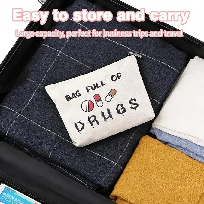 Travel Medicine Bag for Family Pharmacist Nurse Practitioner Gifts for Women Funny Meds Pouch Dental Medical Physician Assistant Makeup Bag Canvas Medication Carrying Pouch Emergency Pouch for School - Image 4