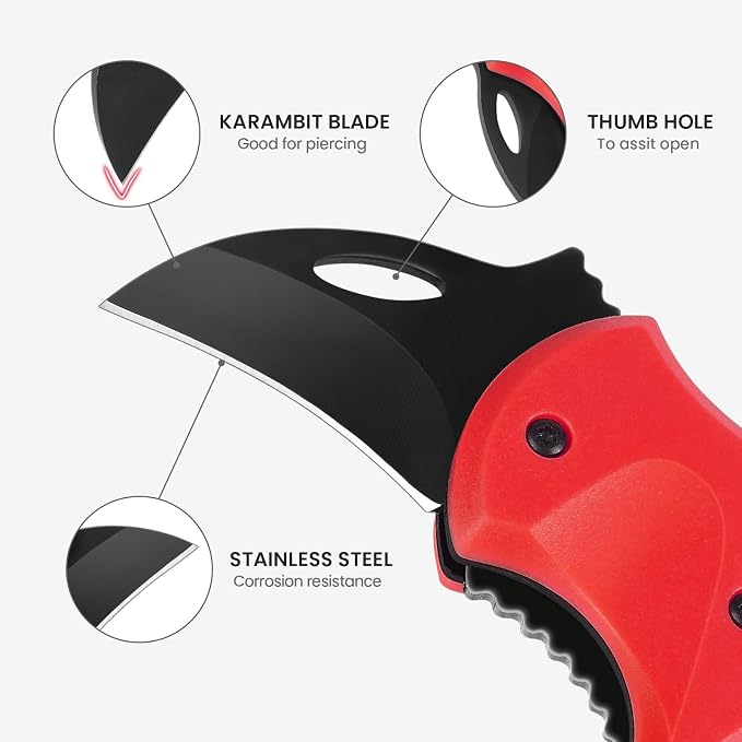 FUNBRO Cool Folding Knife Box Cutter, Edc Knives Tool | Small Pocket Knife for Men with 1.34 Inch Sharp Blade, Great Gift for Women Men (red) - Image 2