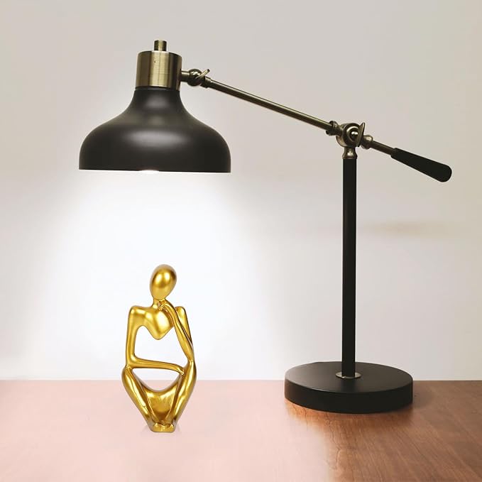 Sandstone Resin Thinker Style Abstract Sculpture Statue Collectible Figurines Home Office Bookshelf Desktop Decor (Small Gold, Right) - Image 3