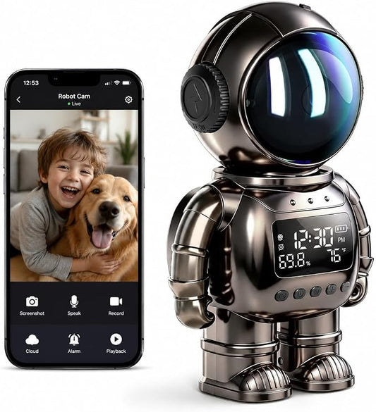 DYPCO Indoor Security Clock Camera with Temperature and Humidity Monitoring, Smart Clock Camera with Alarm Function, Real-Time Alerts for Home Safety by Unknown