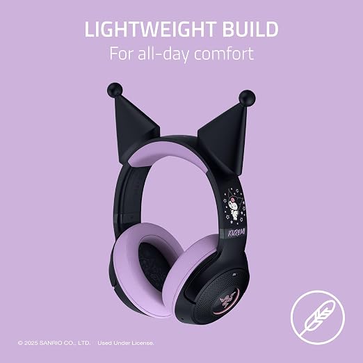 Razer Kraken Kitty V2 BT Wireless RGB Headset, Kuromi Edition | Chroma RGB Kitty Ears & Earcups, Bluetooth 5.2, 40 mm Drivers, Noise-cancelling Mics, Lightweight, USB-C, 40 Hr Battery - Image 6