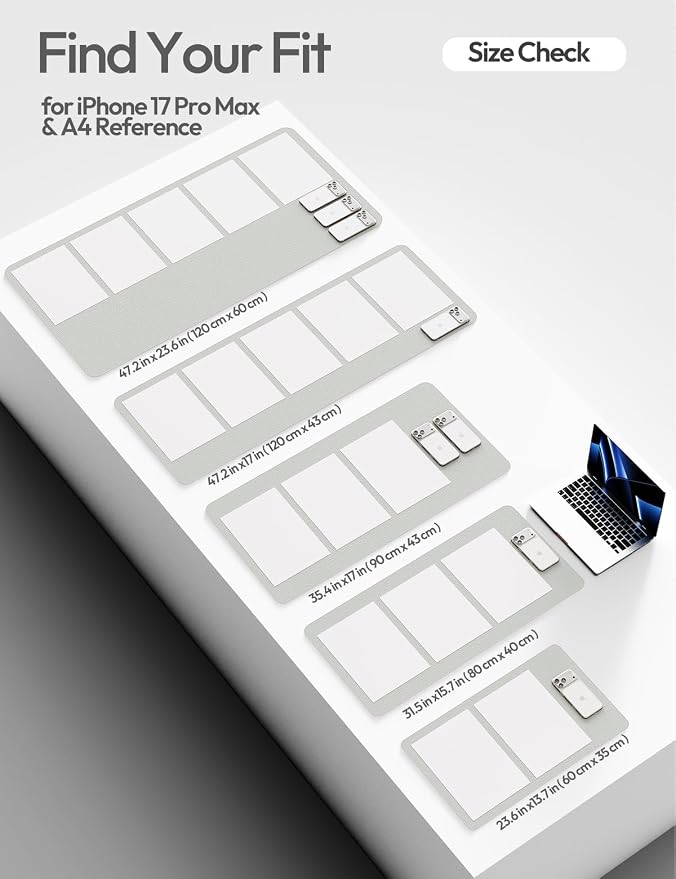 YSAGi Leather Desk Protector, Office Mat, Large Mouse Mat, Non-Slip PU Leather Blotter, Laptop Desk Mat, Waterproof Writing Pad for Office and Home (Light Grey, 35.4" x 17") - Image 5