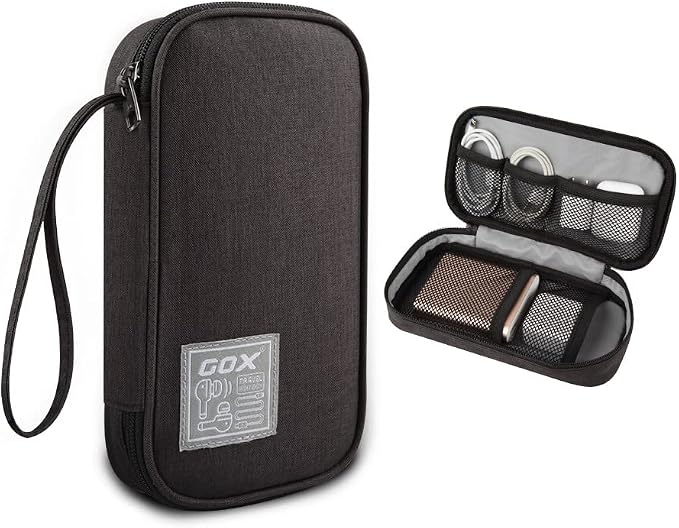 GOX Cable Organizer Pouch – Case for Chargers and Cords, Cord Organizer Travel Black, Small Cable Organizer Bag for Earbuds & Tech Accessories(Black) by GOX