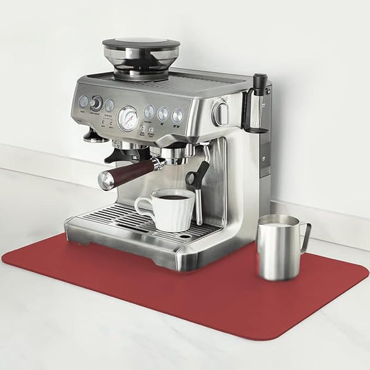 Mimore Red Coffee Bar Mat - 16x24 Inch Absorbent Mat Hides Stains - Fits Under Coffee Maker & Espresso Machine by Mimore