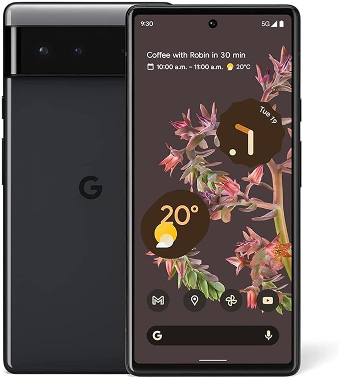 Google Pixel 6 – 5G Android Phone - Unlocked Smartphone with Wide and Ultrawide Lens - 128GB - Stormy Black by Unknown
