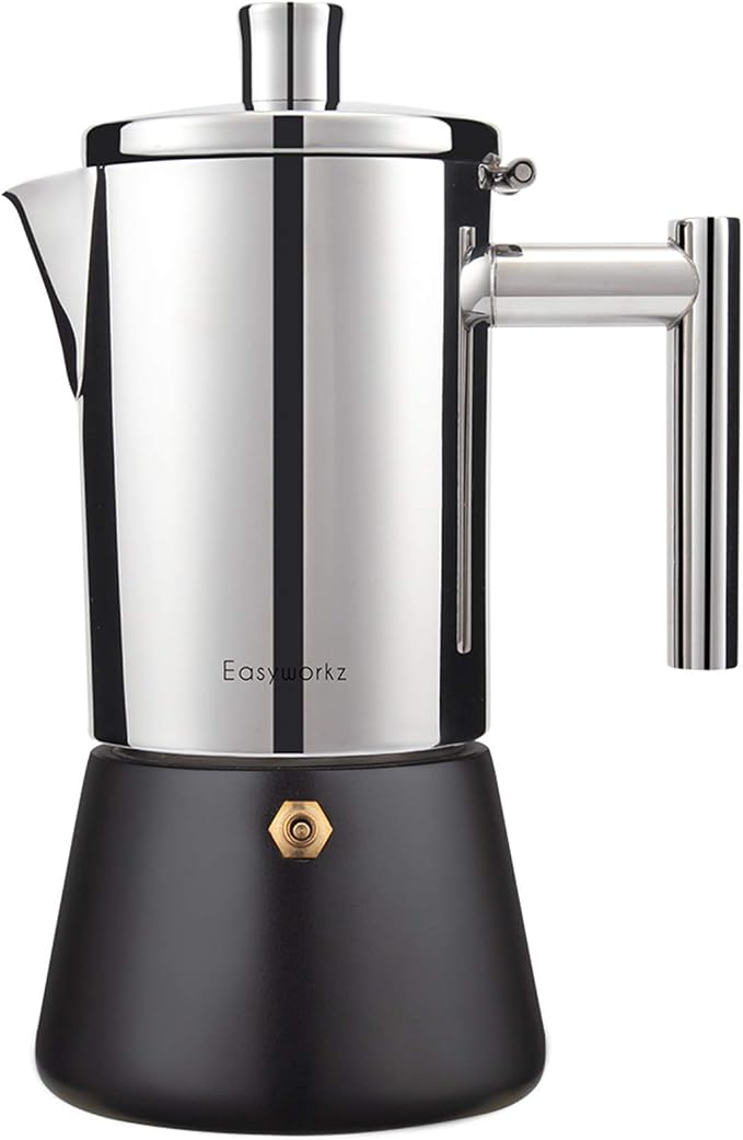 Easyworkz Diego Stovetop Espresso Maker Stainless Steel Italian Coffee Machine Maker 6Cup 10 oz Moka Pot Induction Espresso Pot - Image 8