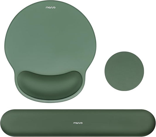 MOSISO Wrist Rest Support for Mouse Pad&Keyboard Set, Midnight Green | Circle Curved Ergonomic Mousepad Non-Slip Base Home/Office Pain Relief&Easy Typing Pad with Soft Cloth&Silicone Lining by MOSISO