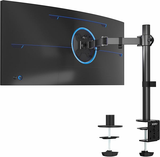 VIVO Single 13 to 38 inch Ultrawide Monitor Arm Desk Mount, Regular Screens up to 32 inches, 22 lbs capacity, Fully Adjustable Stand with C-Clamp and Grommet Base, Black, STAND-V001 by Unknown