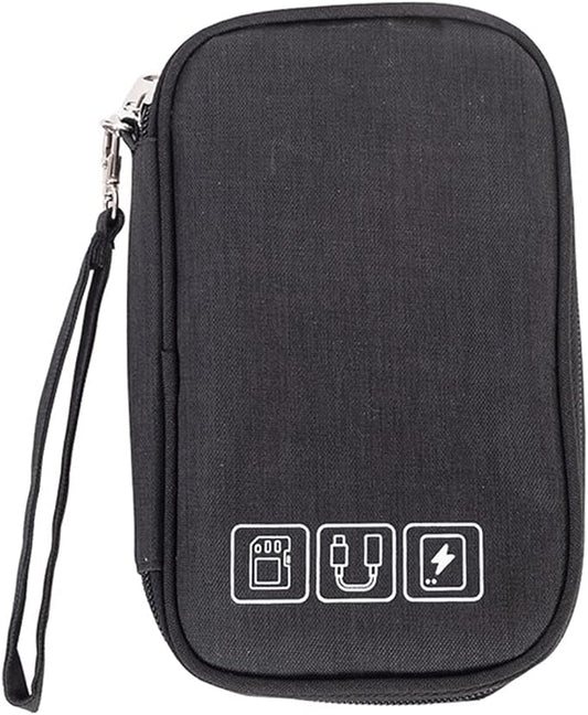 1Pcs Portable Cable Organizer Bag Small Electronic Cable Pouch Electronics Accessories Organizer Travel Digital Storage Bag for Power Bank Charger Card, Black by TKSDWBLTY