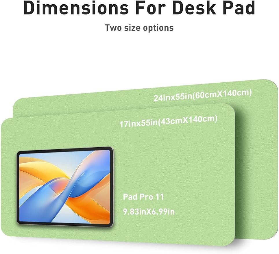 Aothia Faux Leather Desk Mat - Non-Slip PU Leather Desk Blotter, Waterproof Writing Surface, Large Desk Pad for Office & Home (Foam Green, 55" x 17") - Image 5