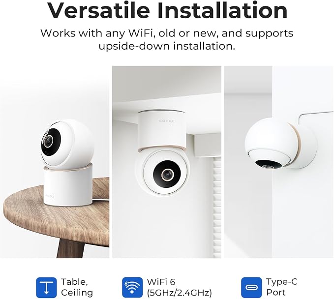 IMILAB 4K 8MP Security Camera Indoor, 360° View Pet/Dog/Baby Camera with Xiaomi Home App, 2.4G/5G WiFi Plug-in Room Cam, Color Night Vision, Pet&Human Track, Two-Way Audio, No Subscription(C40) - Image 8