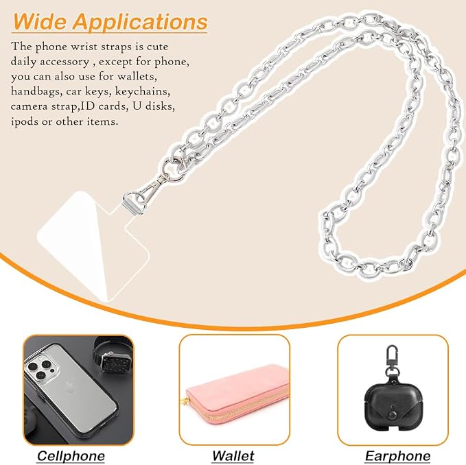 Crossbody Lanyard Strap, Universal Phone Chain Strap with Detachable Tether Tab, Durable Metal Strap Compatible with Most Phone Bags Purse - Image 4
