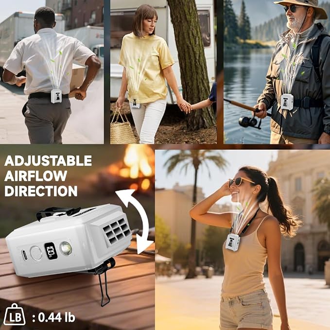 CAZOKASI Personal Waist Clip Fan Rechargeable Wearable Hand Free Wearable Cooler Fan for Traveling Working Outdoor Office (5000mAh / White) - Image 6