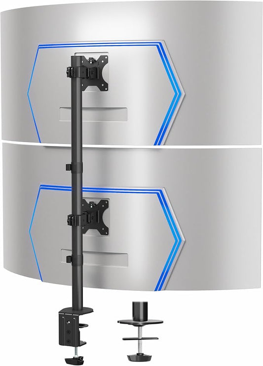 VIVO Dual Vertically Stacked Ultra-Wide Monitor Desk Mount, Extra Tall Heavy Duty Adjustable Stand for 2 Ultrawide Screens up to 45 inches, 25 lbs Per Screen Capacity, Black, STAND-V200R by Unknown