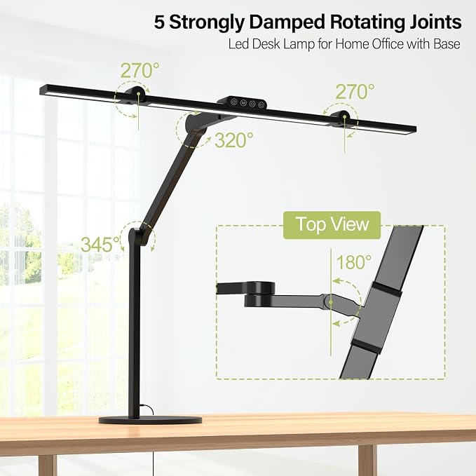 Micomlan Architect Desk Lamp with Atmosphere Lighting, Adjustable Led Desk Light for Home Office with Base, 24W Bright Auto Dimming Table Light with Rotatable Swing Arm for Workbench Computer - Image 6
