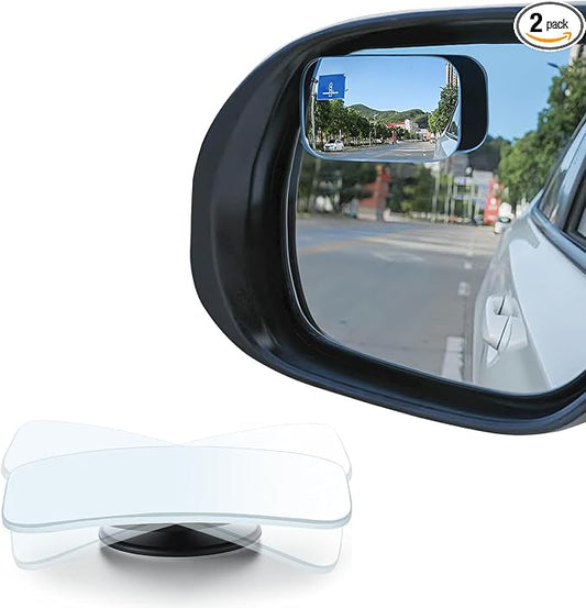 LivTee Blind Spot Mirror, Rectangle Shaped HD Glass Frameless Convex Rear View Mirror with wide angle Adjustable Stick for Cars SUV and Trucks, Pack of 2 by LivTee