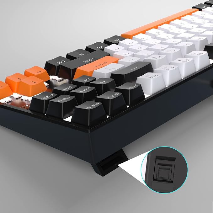 MageGee 75% Mechanical Gaming Keyboard, Yellow Switch, LED White Backlit, 87 Keys Compact TKL Wired Computer Keyboards for Windows Laptop PC Gamer - White/Black - Image 5