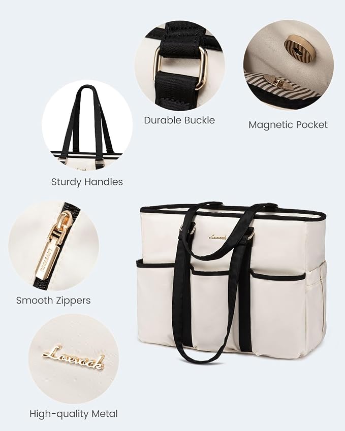 LOVEVOOK Work Tote Bag for Women, 15.6 inch Laptop Bag for Women, Teacher Tote Bag Nurse Bag, Utility Tote For Work/Travel/College/Daily, Professional Computer Purse Large Handbag With Multi Pocket - Image 8