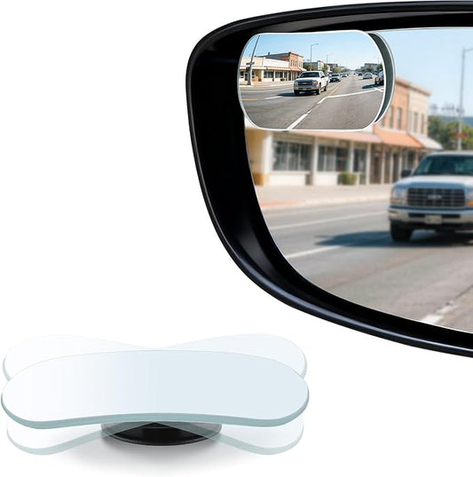 LivTee Blind Spot Mirrors, Flat Oval HD Glass Frameless Convex Rear View Mirrors, Wide Angle Adjustable Stick for Side Mirror, Automotive Exterior Accessories for Car, SUV & Trucks, Pack of 2 by LivTee