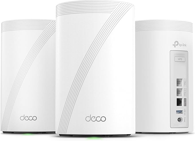 TP-Link Deco 7 Pro BE14000 Tri-Band Wi-Fi 7 Whole Home Mesh System | 8-Stream 14 Gbps | 10 WAN/LAN Port | Up to 8100 Sq.ft, 200 Devices Capacity | 320 MHz, HomeShield, AI-Roaming (BE67 3-Pack) by TP-Link