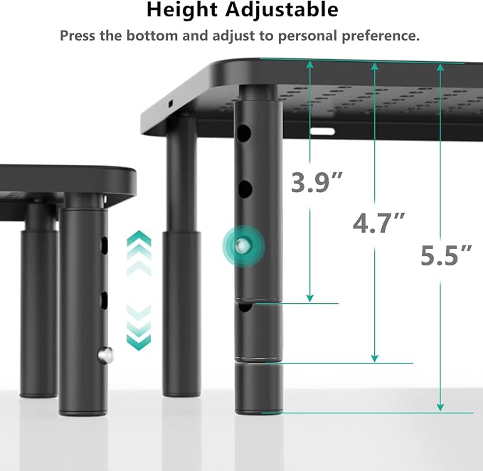 WALI Desk Organizer, 1 Tier Computer Monitor Stand for Desk, Desk Monitor Riser 3 Height Adjustable, Laptop Stand Underneath Storage for Office, Home, School Supplies (STT003), 1 Pack, Black - Image 5