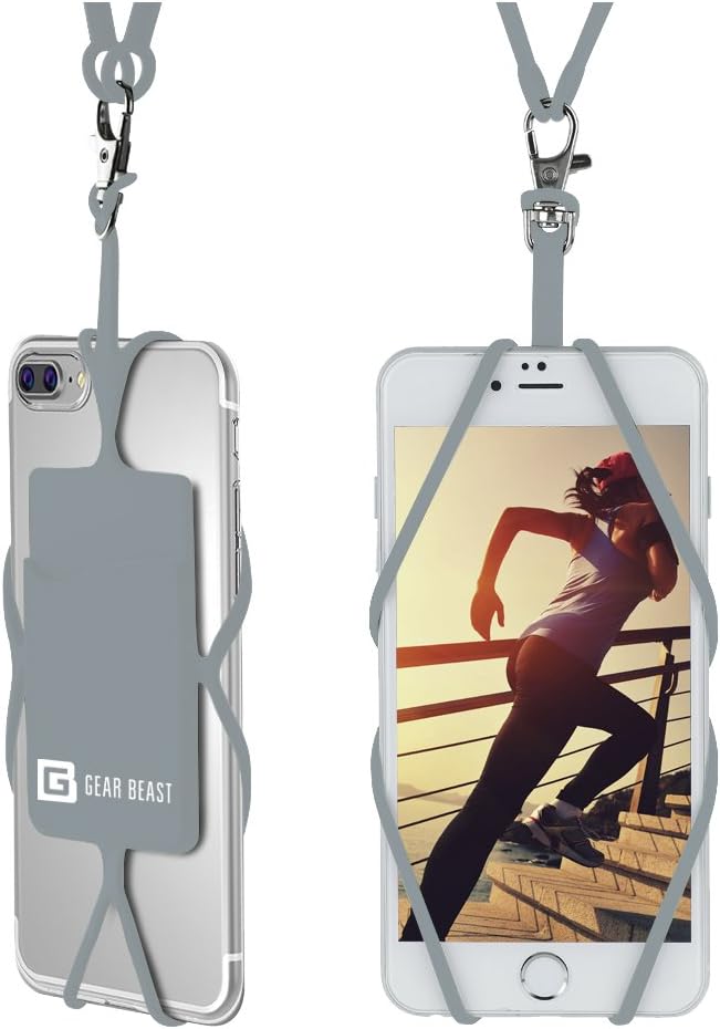 Gear Beast Cell Phone Lanyard - Universal Neck Phone Holder w/Card Pocket and Silicone Neck Strap - Compatible with Most Smartphones, Harbor Mist by GearBeast
