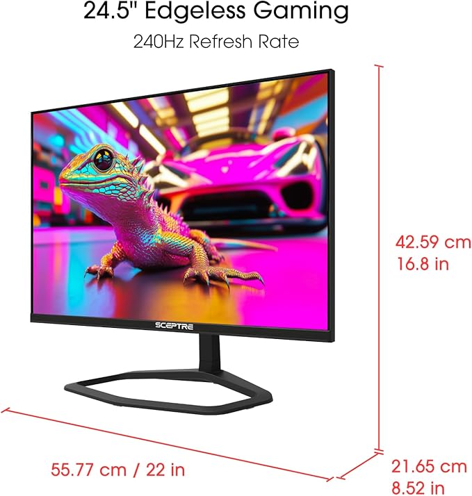New! Sceptre 24.5-inch Gaming Monitor 240Hz 1ms DisplayPort x2 HDMI x2 100% sRGB AMD FreeSync Premium Build-in Speakers, Machine Black 2026 (E255B-FWD240 Series) - Image 3