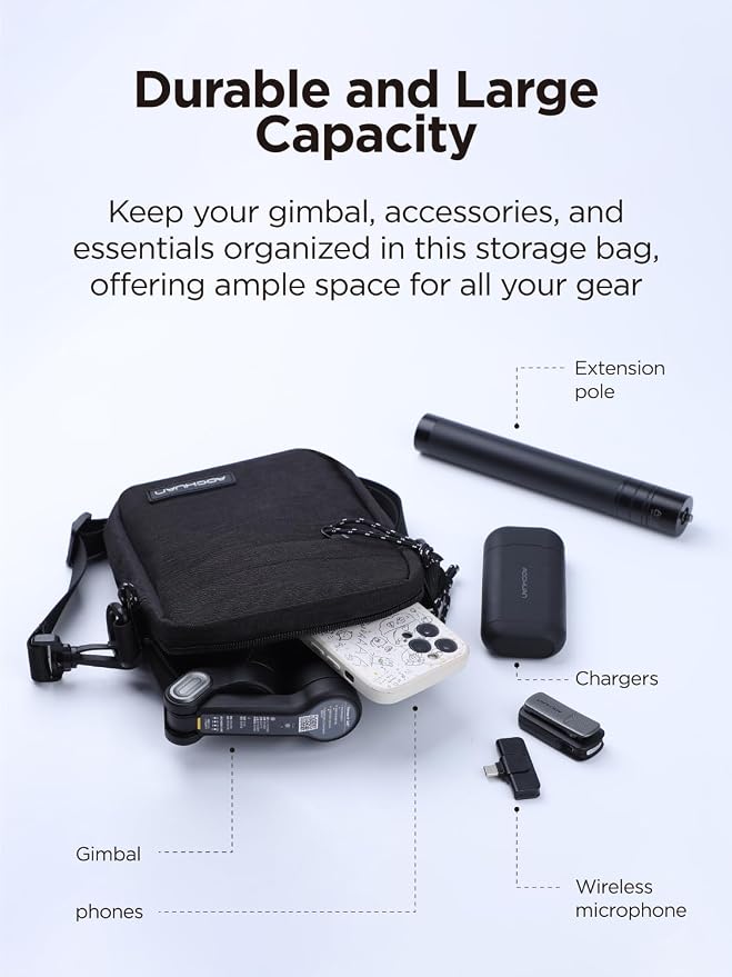 AOCHUAN 3-Axis Gimbal Stabilizer for Smartphone Smart AI XPro Black & B10 Storage Bag & E10 Extension Rod - Image 3