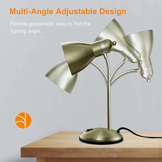 LEPOWER Metal Desk Lamp, Adjustable GooseNeck Reading Light for Bedroom | Compact & Sturdy, Space-Saving for Bedside & Dorm, E26 Table Lamp, Eye-Caring, Ideal for Study, Office, Back to School - Image 5