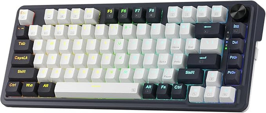 Redragon K673 PRO Wireless 81-Key RGB Gasket Gaming Keyboard, Scroll Knob | Multi-Function Control Wheel, 0-Delay Tri-Mode, Cushioned 5-Layer Noise Dampening for Creamy Thocky Sound, Compact 80% Size by REDRAGON