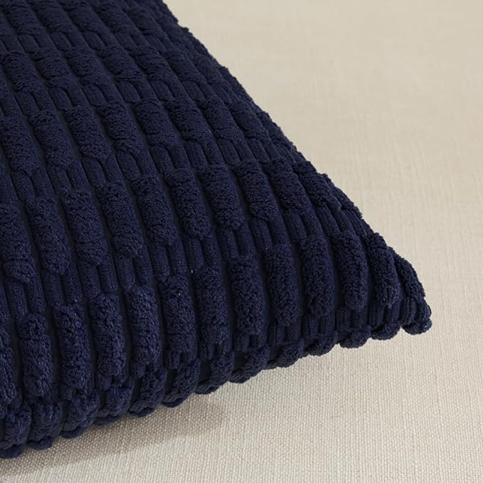 Fancy Homi 4 Packs Decorative Throw Pillow Covers for Living Room Couch Bed, Modern Farmhouse Boho Home Décor Accent Cushion Case, 24" x 24", Navy Blue - Image 4
