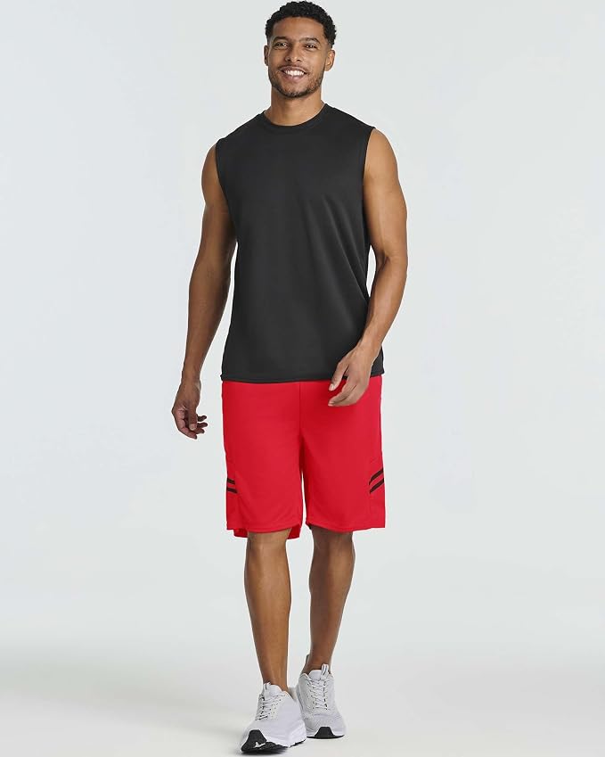 5 Pack Men's Mesh Shorts Athletic Basketball Sports Gym Workout Pockets | Cooling Moisture-Wicking, 9", Long, Quick-Dry, Breathable, Elastic Drawstring Waistband. Running, Exercise, Soccer, Training. - Image 8