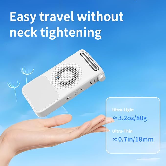 Magnetic Phone Fan 3-in-1 Hands-Free Neck/Waist/Handheld, 80g Lightweight 3 Speeds Portable Fan with Universal Metal Plate, Cooling for Travel Gym Office All Phones - Image 5