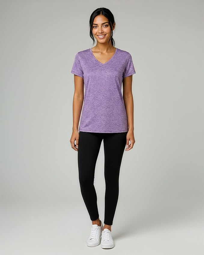 5 Pack Women's Dry Fit V Neck Workout Tops T Shirts Athletic Gym Yoga Tees | Available In Plus Size, Cooling Moisture-Wicking, Short Sleeve, Quick-Dry, Fitness, Stretch, Exercise, Running, Hiking - Image 7