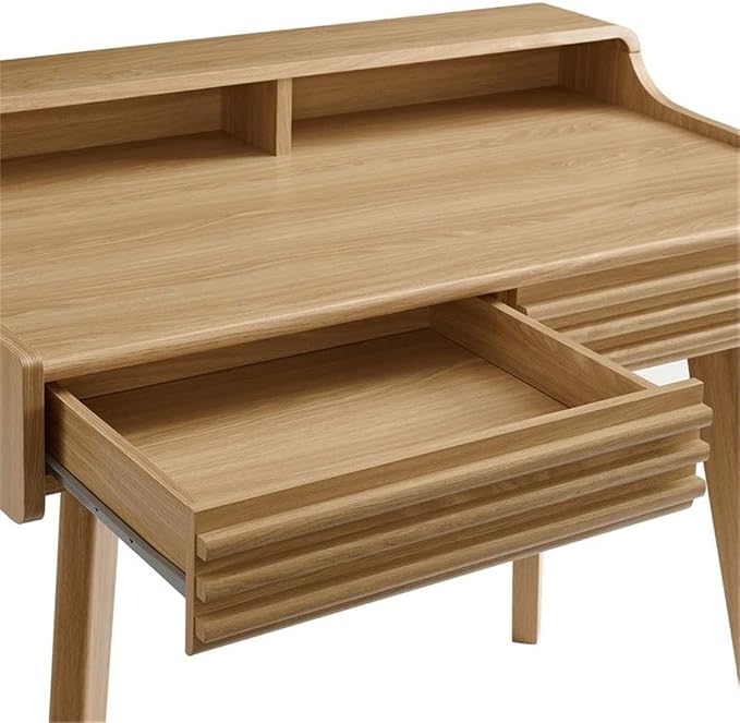 Modway Render Mid-Century Modern Office, Writing Desk, Oak - Image 6