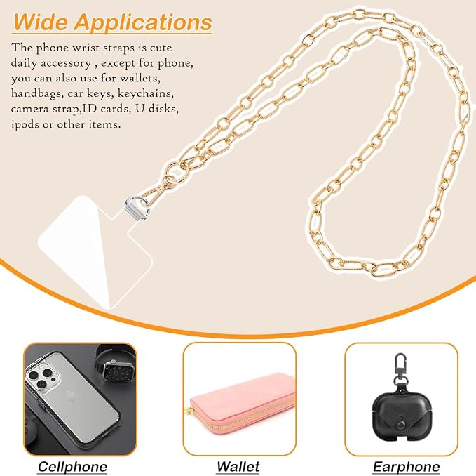 Crossbody Lanyard Strap, Durable Metal Cell Phone Chain With Tether Tab, Detachable Universal Lanyard Compatible With Most Phone Bags and Purses - Image 4