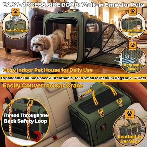 PAWZIDEA Expandable Large Pet Carrier, Soft-Sided 2–4 Cats Carrier Up 55lbs - Image 4