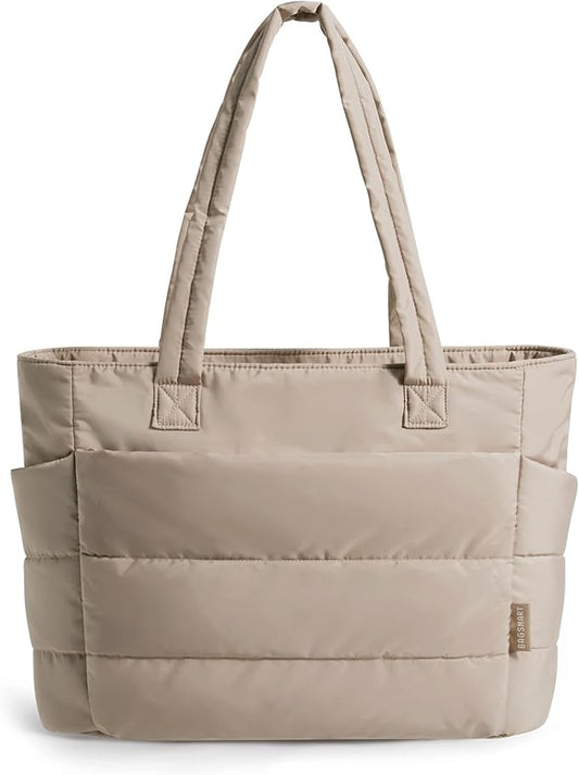BAGSMART Tote Bag for Women, Lightweight Puffy Tote Bag with Compartments Shoulder Bag Handbag for Travel, Work, Gym | Lightweight by BAGSMART