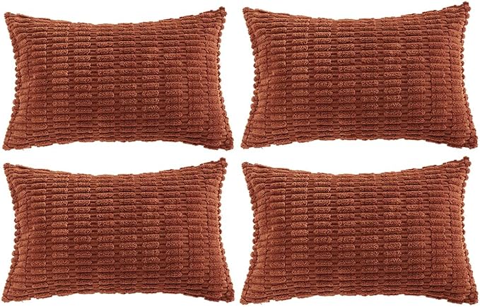 Fancy Homi 4 Packs Decorative Throw Pillow Covers for Living Room Couch Bed, Modern Farmhouse Boho Home Décor Accent Cushion Case, 20" x 12", Rust by Fancy+Homi