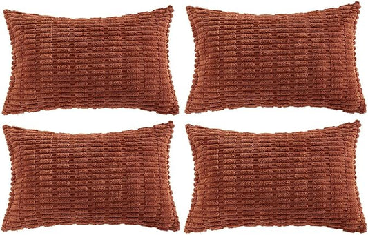 Fancy Homi 4 Packs Decorative Throw Pillow Covers for Living Room Couch Bed, Modern Farmhouse Boho Home Décor Accent Cushion Case, 24" x 12", Rust by Fancy+Homi
