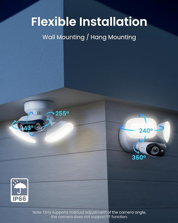 REOLINK PoE Security Camera Elite Pro Floodlight PoE, 16MP Dual Lens, 180° | 2800 Lumens Lighting, Infrared Night Vision, Local AI Video Search, Smart Detection, 24/7 Recording with Motion Track - Image 6