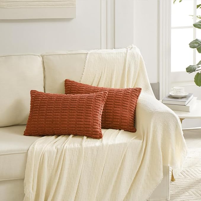 Fancy Homi 4 Packs Decorative Throw Pillow Covers for Living Room Couch Bed, Modern Farmhouse Boho Home Décor Accent Cushion Case, 20" x 12", Burnt Orange - Image 6