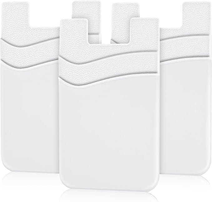 SHANSHUI Phone Wallet, Strong Adhesive Silicone Wallet Sleeve Pocket ID Credit Card Holder Stick on Fit for iPhone & All Smartphones White by SHANSHUI