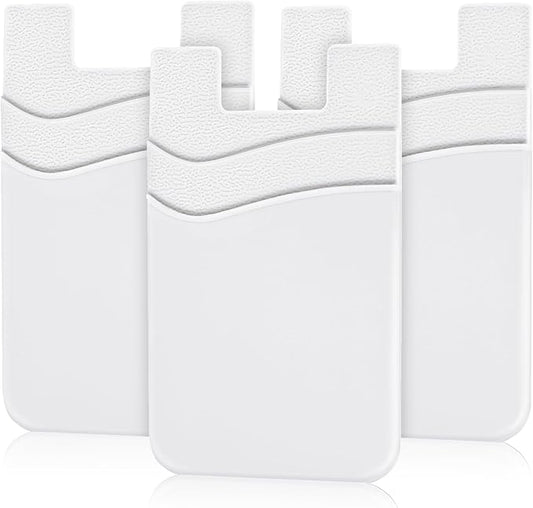 SHANSHUI Phone Wallet, Strong Adhesive Silicone Wallet Sleeve Pocket ID Credit Card Holder Stick on Fit for iPhone & All Smartphones White by SHANSHUI