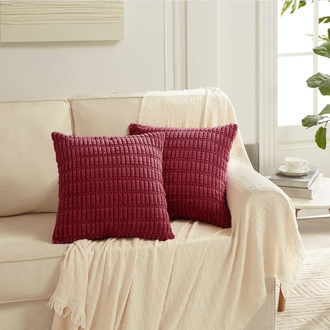 Fancy Homi 4 Packs Decorative Throw Pillow Covers for Living Room Couch Bed, Modern Farmhouse Boho Home Décor Accent Cushion Case, 24" x 24", Burgundy - Image 6