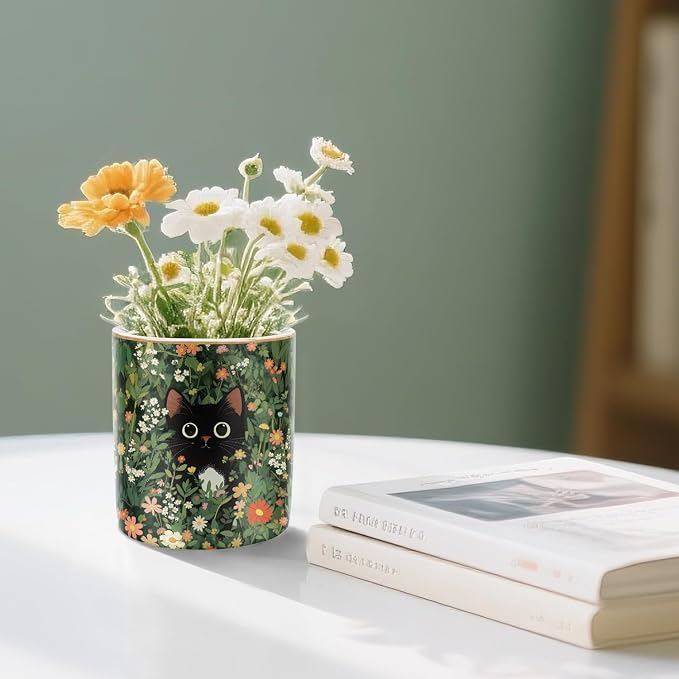Black Cat Pen Holder for Desk Accessories, Durable Ceramic Pencil Organizer Decor for Room, Office, Classroom, Cat Lover Gifts - Image 4