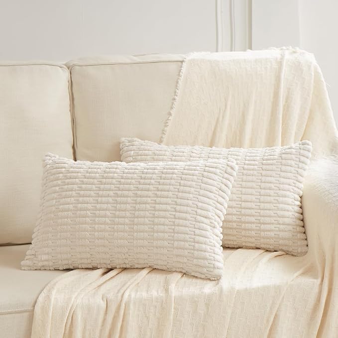 Fancy Homi 4 Packs Decorative Throw Pillow Covers for Living Room Couch Bed, Modern Farmhouse Boho Home Décor Accent Cushion Case, 24" x 14", Cream - Image 6