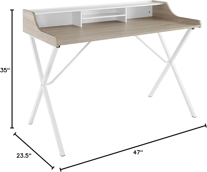 Modway Bin Contemporary Modern Writing Desk With Storage Cubbies in Oak - Image 3